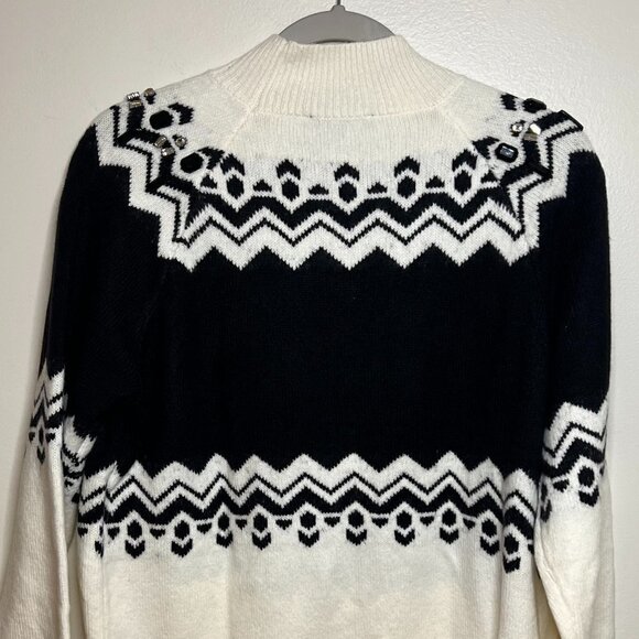 Ann Taylor Jeweled Fair Isle Turtleneck Sweater Color: Winter White Size M - Picture 8 of 9